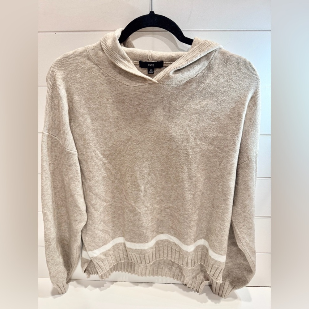 FATE Oatmeal/Cream Hooded Sweater, Size XS